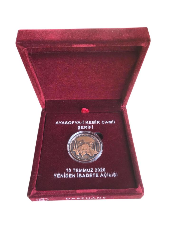 2020 AYASOFYA-İ KEBİR CAMİİ ŞERİFİ HATIRA PARASI - BRONZ, KUTULU, SERTİFİKALI