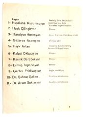 Ermenilere ait seçim listesi / Kuyumcuyan, Çilingiryan, horenyan vs. - Efemera