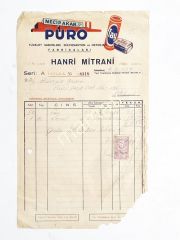 Necip Akar PURO Tuvalet sabunları / Hanri MİTRANİ - Fatura / Efemera