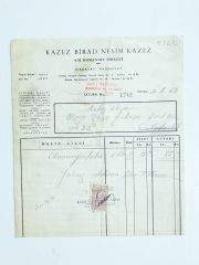 Kazez BİRAD Nesim KAZEZ - Hırdavat Madeniyat / Fatura - Efemera