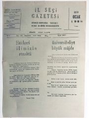 İl Sesi Gazetesi. 29 Ocak 1988 Hakkari - Eski Gazete