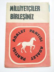 Adalet Partisi Milliyetçiler birleşiniz 1970'li yıllar - Katlanır broşür