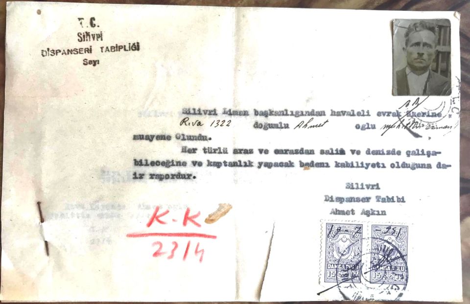 Silivri Dispanseri Tabipliği - Silivri Liman Başkanlığı 1951 / Resmi yazışma