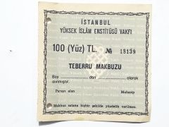 İstanbul Yüksek İslam Enstitüsü Vakfı - Yardım Makbuzu