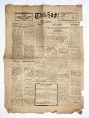 Osmanlıca Türk Sözü gazetesi 20 Eylül 1928 - Eski Gazete
