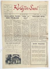 İzmir, Kolejin Sesi gazetesi, 5 Mayıs 1952 - Sayı:2 Okul eğitim efemeraları, İzmir Özel Türk Koleji - Efemera