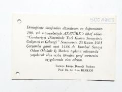 Türkiye Kimya Derneği / 1981 yılı davetiye