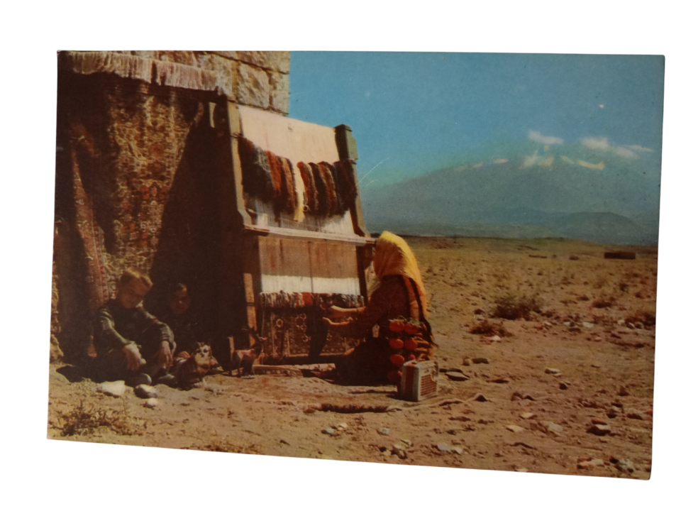 Halı dokuma tezgahı ve Erciyes - Kayseri - Kartpostal
