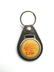 Cumhuriyet Halk Partisi / CHP - Deri üzeri metal anahtarlık