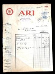 Arı Bisküileri / 1954 tarihli fatura