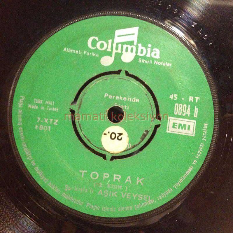 Toprak - 2. kısım Aşık VEYSEL / 45'lik Plak