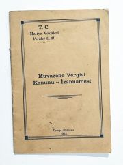 Muvazene Vergisi Kanunu ve İzahnamesi 1932 - Kitap