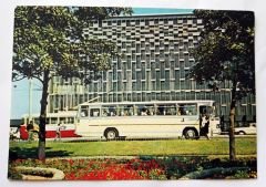 Mercedes Benz O 302 Otomarsan otobüsü Kültür sarayı önünde - Kartpostal Otomobil kartpostalları