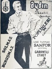 Aydın Tekstil fabrikası Poplinleri - Dergiden çıkma reklam - Efemera
