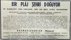 Florya'da satılık arsalar - Ağustos 1958 tarihli gazetelerden