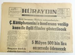 AYDIN Hüraydın gazetesi, 27 Kasım 1970 - Efemera