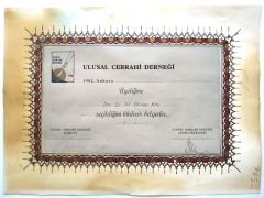 Ulusal Cerrahi Derneği, üyeliğe seçiliş belgesi - Efemera