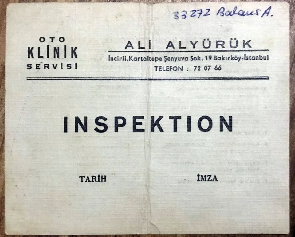 Oto Klinik Servisi - Ali ALYÜRÜK / Periyodik bakım kartı - BAKIRKÖY / Kartadres