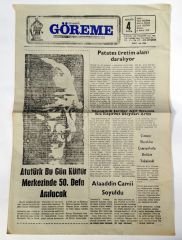 Nevşehir Göreme Gazetesi 10 Kasım 1988 10 Kasım - Efemera