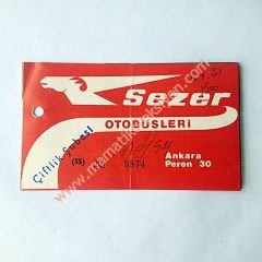 Sezer otobüsleri - Çiftlik şubesi - Otobüs bileti Eski Otobüs biletleri Peron 30 - Efemera