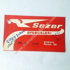 Sezer otobüsleri - Çiftlik şubesi - Otobüs bileti Eski Otobüs biletleri - Efemera