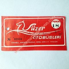 Süzer otobüsleri - Peron 18 - Otobüs bileti Eski Otobüs biletleri - Efemera