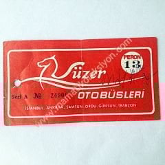 Süzer otobüsleri - Otobüs bileti Eski Otobüs biletleri Peron 13 - 2 - Efemera