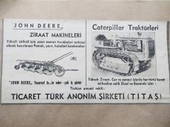 Caterpillar Traktörleri, John Deere Ziraat Makineleri / Dergi reklamı - Efemera