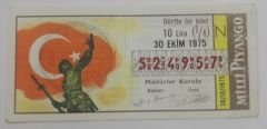 30 Ekim 1975 - Dörtte bir bilet - Milli Piyango bileti 29 Ekim - Efemera