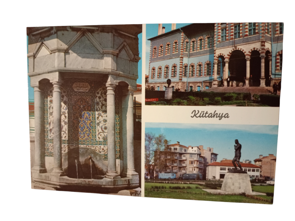 KÜTAHYA Üç muhtelif görünüş - 1970'li yıllara ait kartpostal / Arkası yazısız