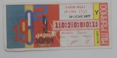 19 Ocak 1977 - Yarım bilet - Milli Piyango bileti - Efemera