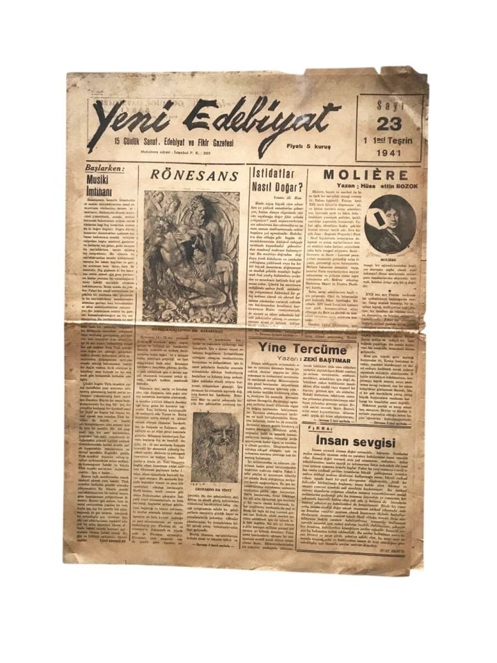 Yeni Edebiyat Gazetesi - 11nci Teşrin 1941 / Eski Gazete - NADİRRR