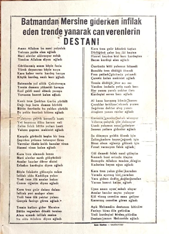 Batman'dan Mersin'e giderken infilak eden... Malatya Namıkan Köyünden Mehmet GÜLER - Destan