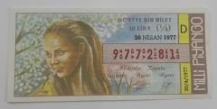 30 Nisan 1977 - Dörtte bir bilet - Milli Piyango bileti - Efemera