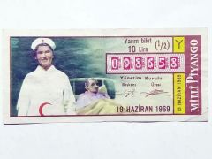 19 Haziran 1969 Yarım bilet - Kızılay temalı piyango bileti
