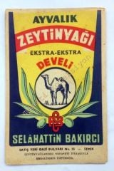 Ayvalık Zeytinyağı, İzmir - Teneke etiketi Zeytin ve Zeytinyağı efemeraları - Efemera