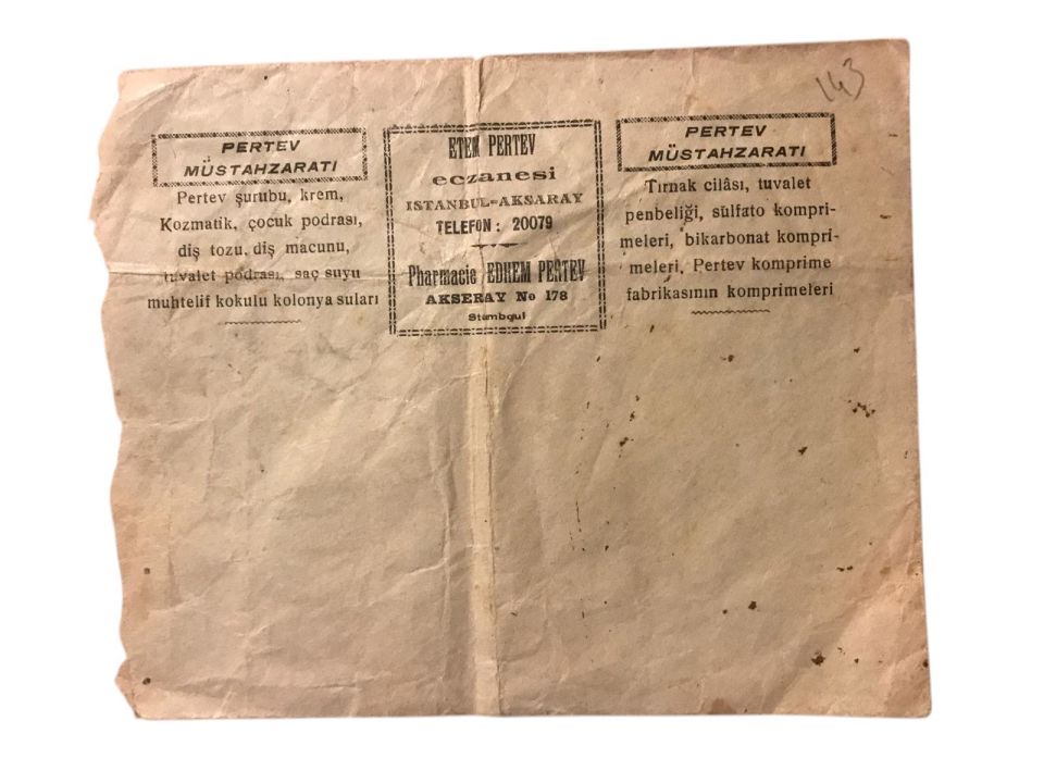 Etem PERTEV Eczanesi AKSARAY - Antetli zarf