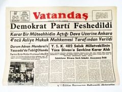 Demokrat Parti feshedildi, Adana, Vatandaş gazetesi, 30 Eylül 1960 - Efemera