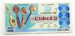 9 Ağustos 1982 Tam bilet   - Milli Piyango bileti Konya El işi kaşıklar - Efemera
