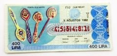 9 Ağustos 1982 Tam bilet - Milli Piyango bileti / Konya El işi kaşıklar - Efemera