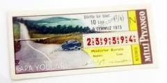 9 Temmuz 1973 Dörtte bir bilet  - Milli Piyango bileti Otomobil, Karayolları - Efemera