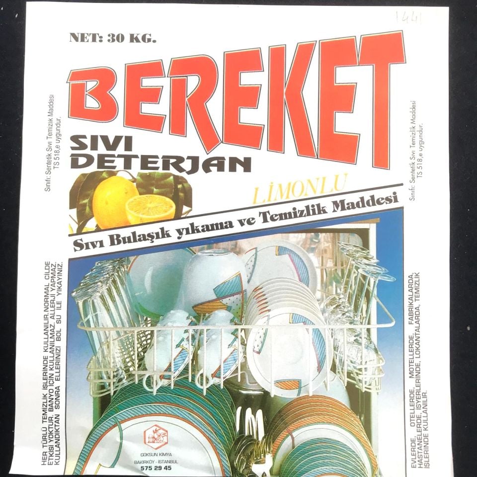 Bereket Sıvı Deterjan BAKIRKÖY - Bidon etiketi