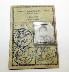 İstanbul 1955 yılına ait öğrenci kimlik kartı - Paso - Efemera
