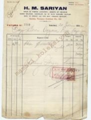 H. M. SARIYAN - Vapur ve Fabrika malzemeleri / Fatura DENİZCİLİK - Efemera