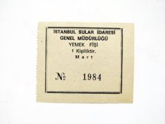 İstanbul Sular İdaresi Yemek fişi / Efemera