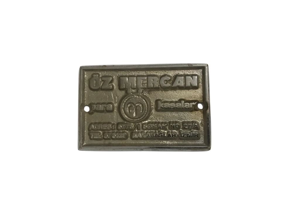 Üz Mercan Para kasaları İZMİR - Metal Plaka / 5,5x8,5