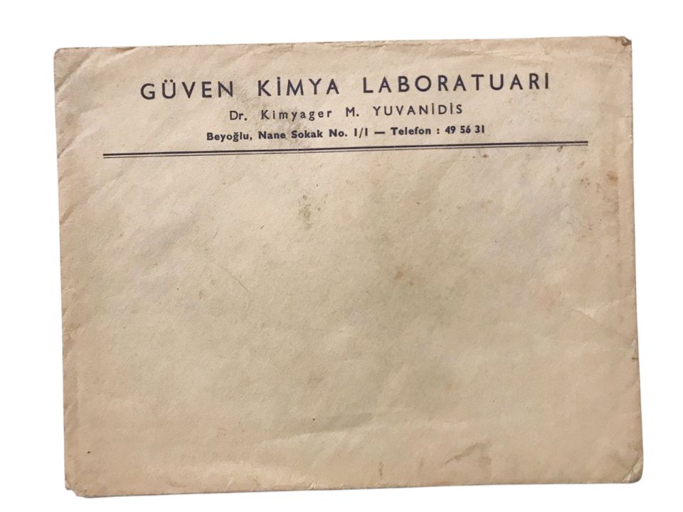 Güven Kimya Laboratuarı - M. YUVANİDİS / Antetli zarf