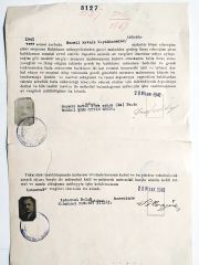 Rumeli kavağı kayıkhaneler - Kabzımal PANAYOT 1941 tarihli, filigranlı evrak