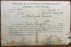 İthalatçı ve İhracatçı Birlikleri - İbrahimzade Biraderler'e yazılmış, senet