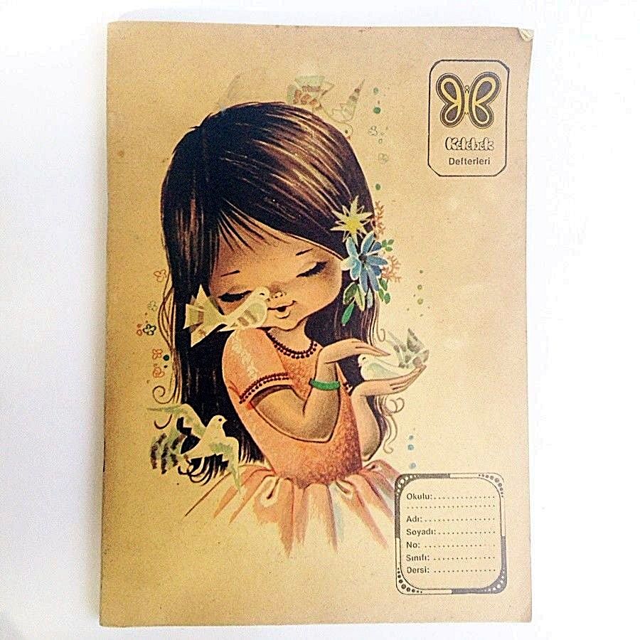 Kelebek defterleri - Okul defteri - İngilizce notlar yazılı